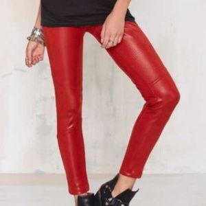 Lip Stick Red Faux Snake Skin Pants Junior Size